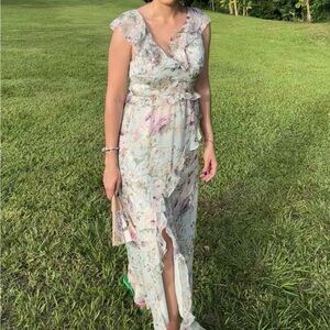 Astr Floral Pastel Maxi Dress in Mint, Pink, Lavender